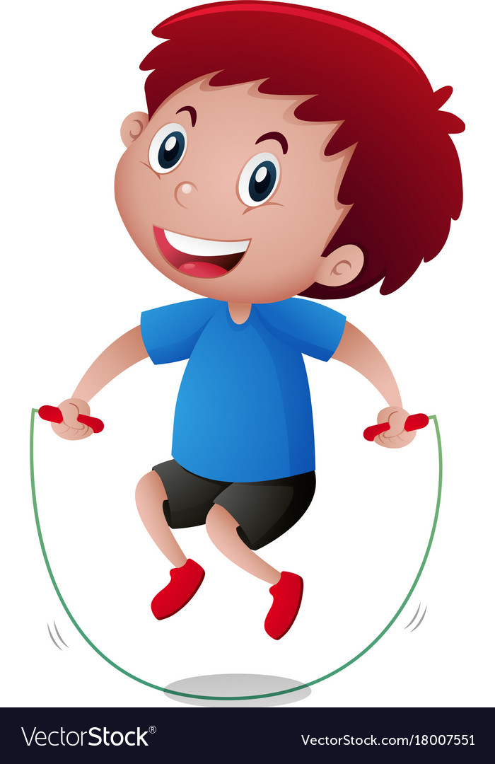 Little boy doing jumprope Royalty Free Vector Image