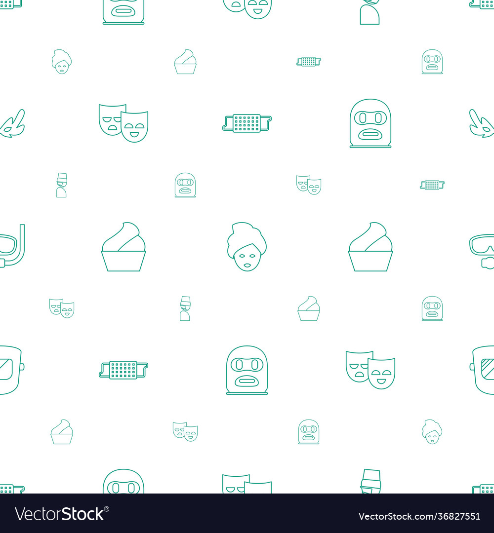 Mask icons pattern seamless white background