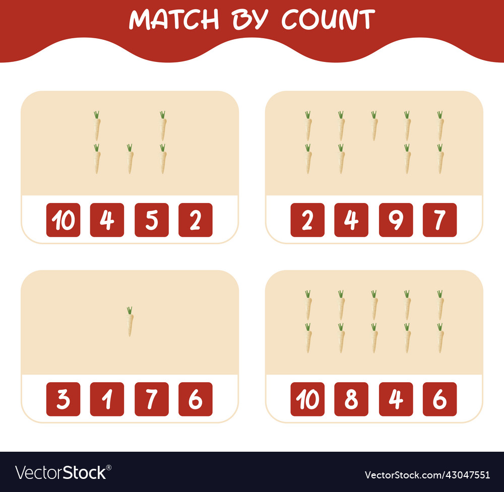 Match by count of cartoon parsnip Vector Image Match by count of cartoon parsnip