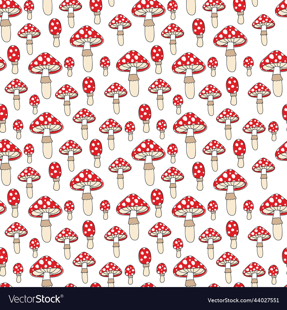 Mushroom Seamless Pattern Amanita Muscaria Vector Image