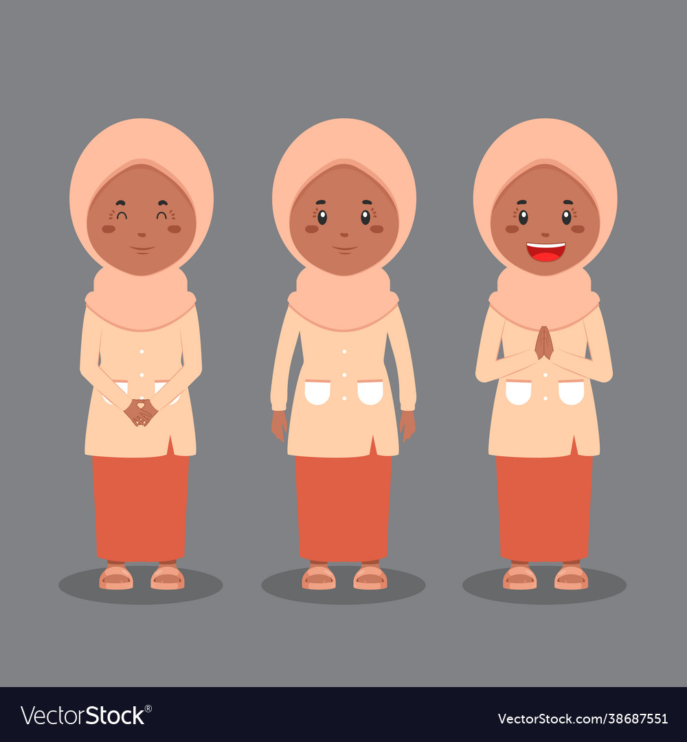 Muslim character with various expression