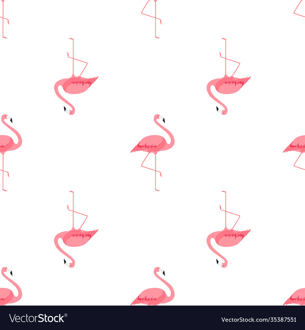 Pink flamingo cute seamless pattern background