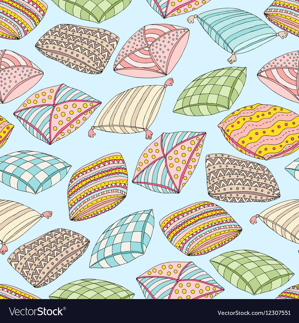 Seamless pattern with colorful pillows