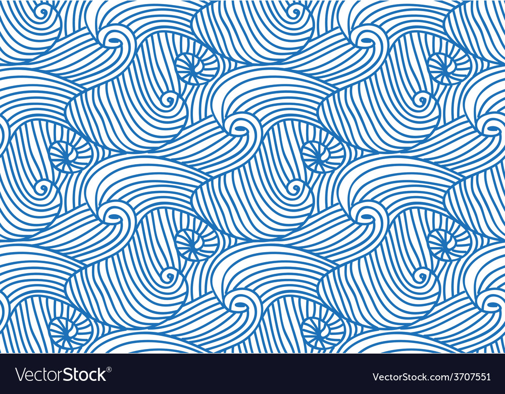 Seamless wave background of drawn lines Royalty Free Vector