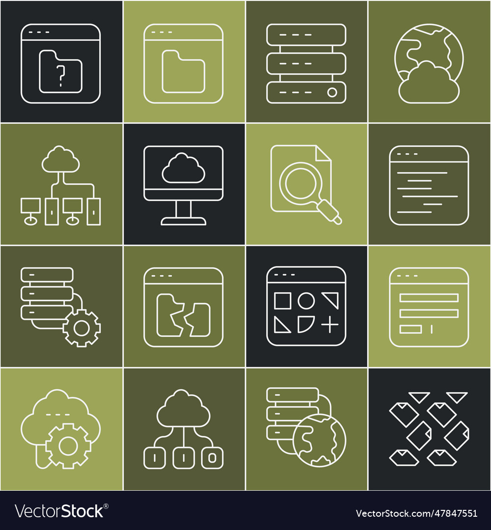 Set line data stream browser window software Vector Image Set line data stream browser window software