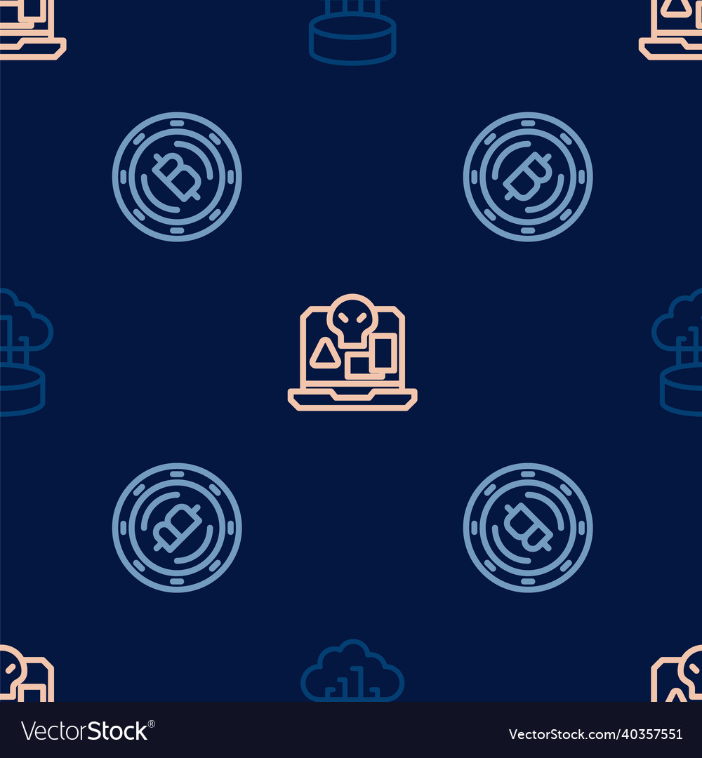 Set line network cloud connection cryptocurrency Vector Image Set line network cloud connection cryptocurrency