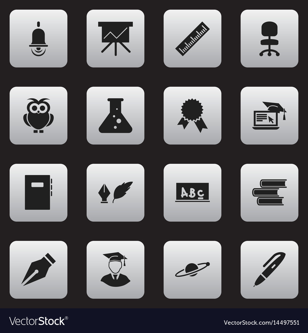 Set of 16 editable university icons includes