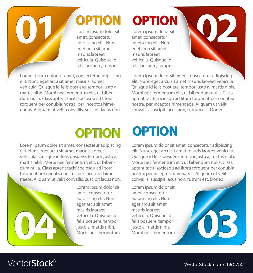 Set of colorful sample option stickers