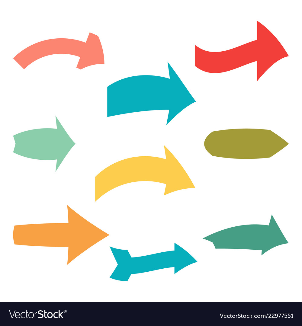 Set of nine multicolored various arrows