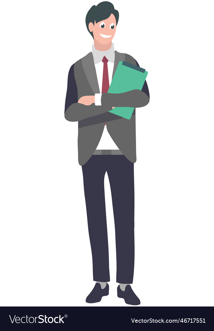 Smiling man in business suit standing loking Vector Image