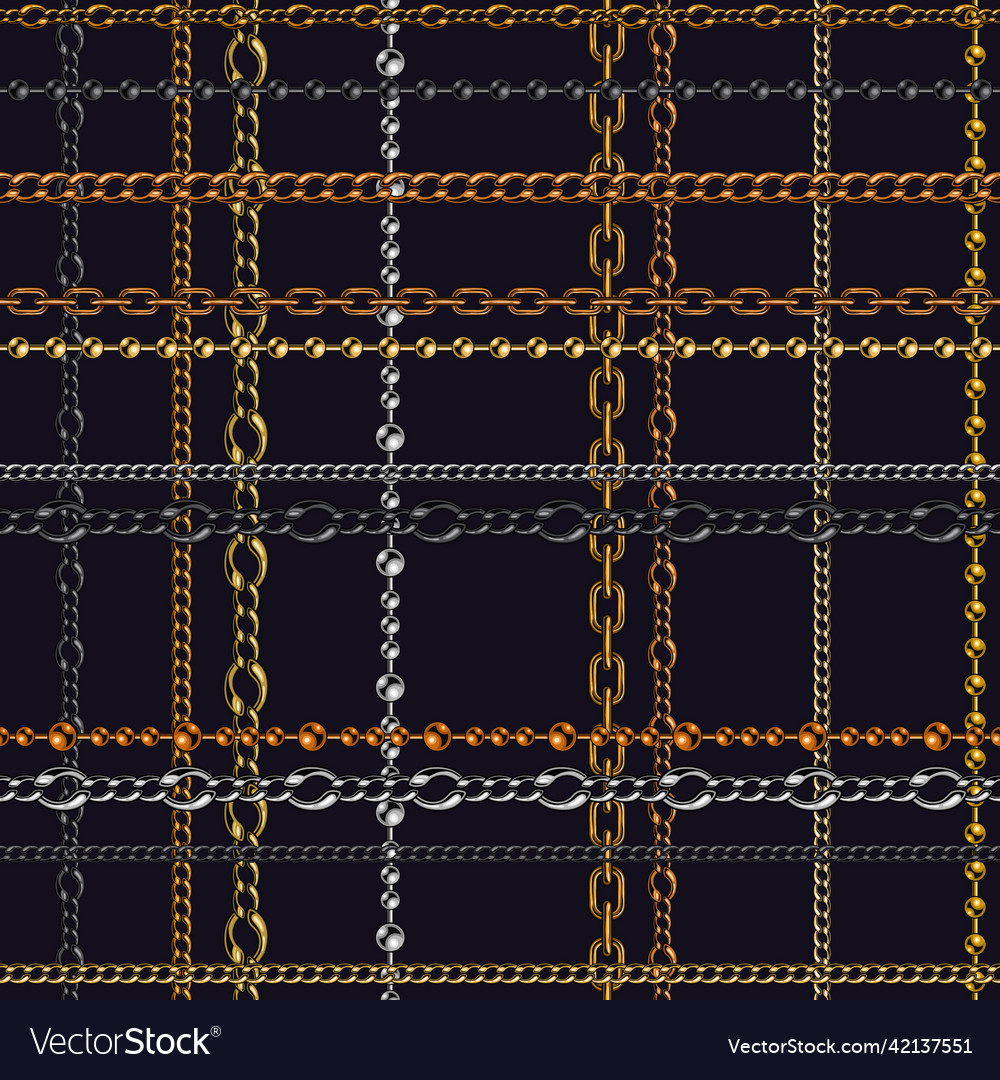 Tartan seamless pattern with metal chains vector image Tartan seamless pattern with metal chains