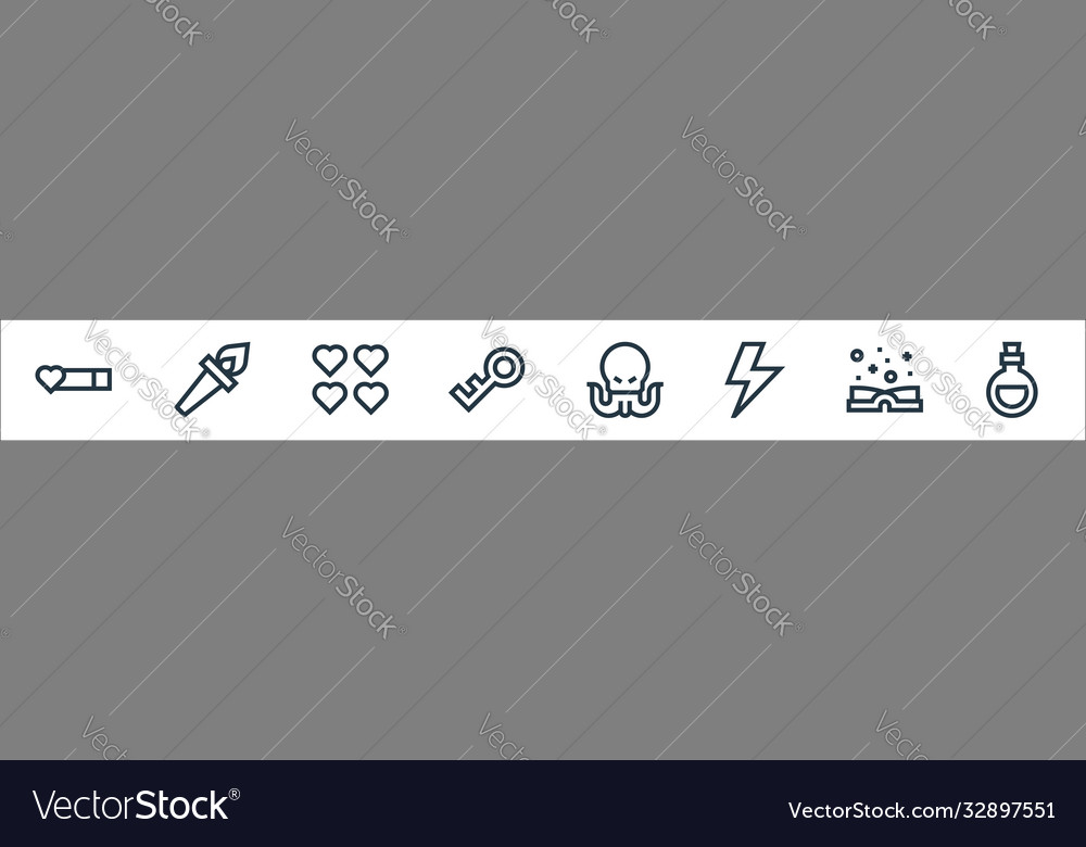 Video game elements line icons linear set quality vector image Video game elements line icons linear set quality