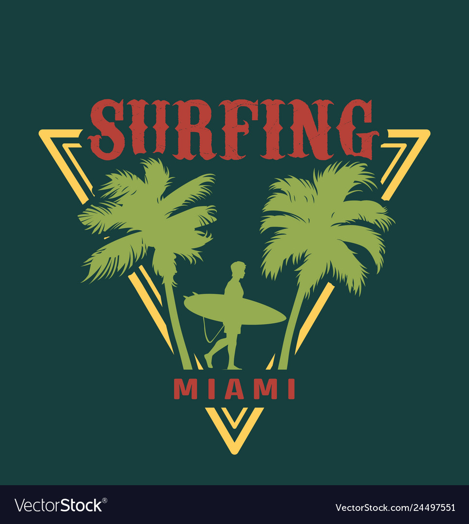 Vintage miami surfing emblem Royalty Free Vector Image