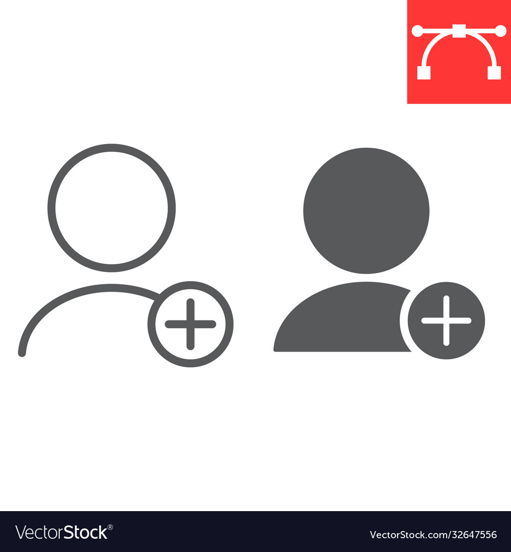 Add new user line and glyph icon ui button Vector Image Add new user line and glyph icon ui button