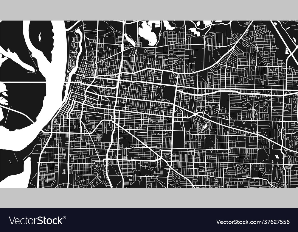 Black and white memphis city area background map