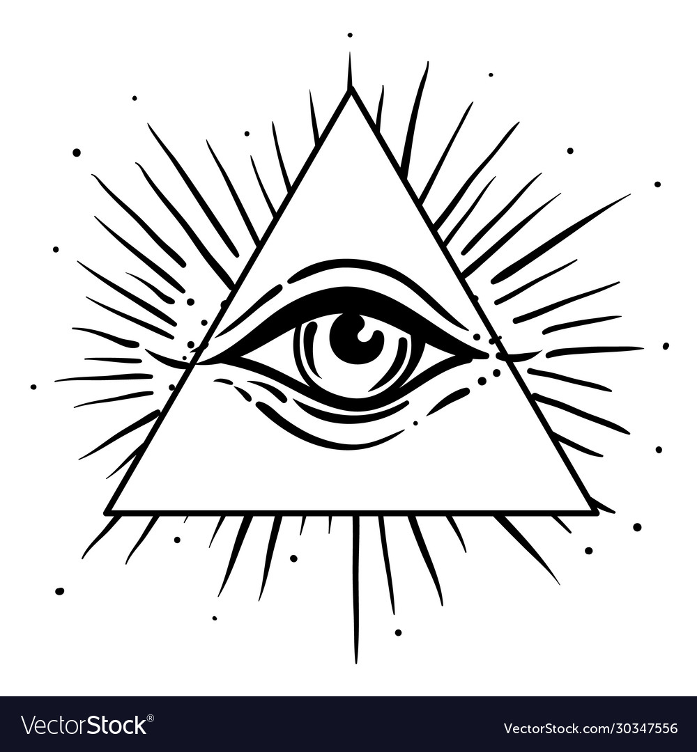 Blackwork tattoo flash eye providence masonic Vector Image