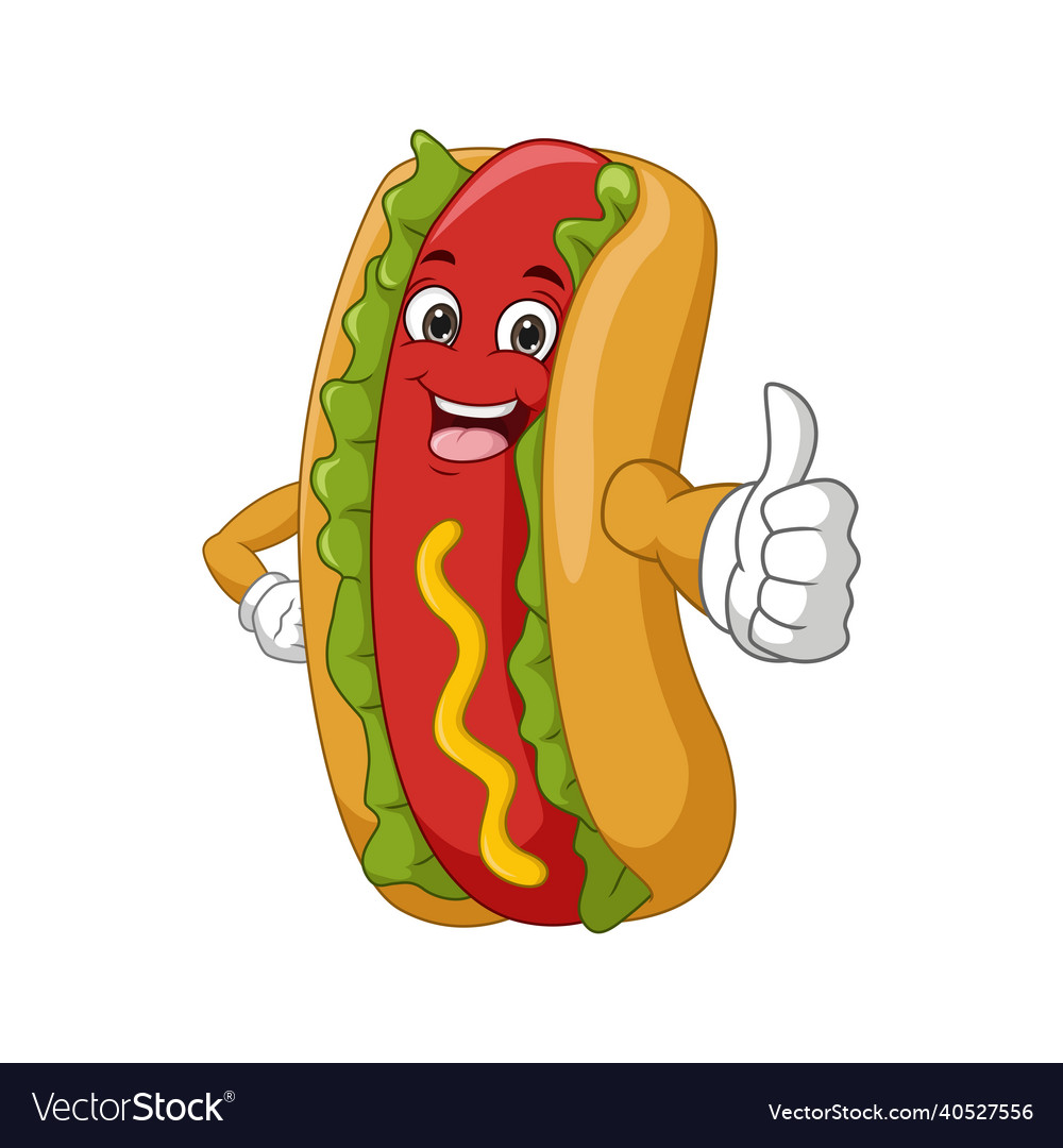 Cartoon smiling hot dog giving thumb up Royalty Free Vector