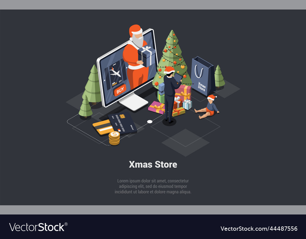 Weihnachtsfeier Konzept santa geben Geschenke vector image Weihnachtsfeier Konzept santa geben Geschenke