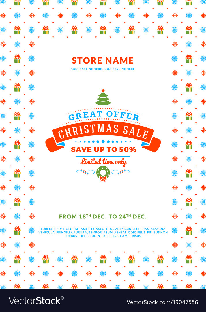 Christmas sale poster or flyer design discount