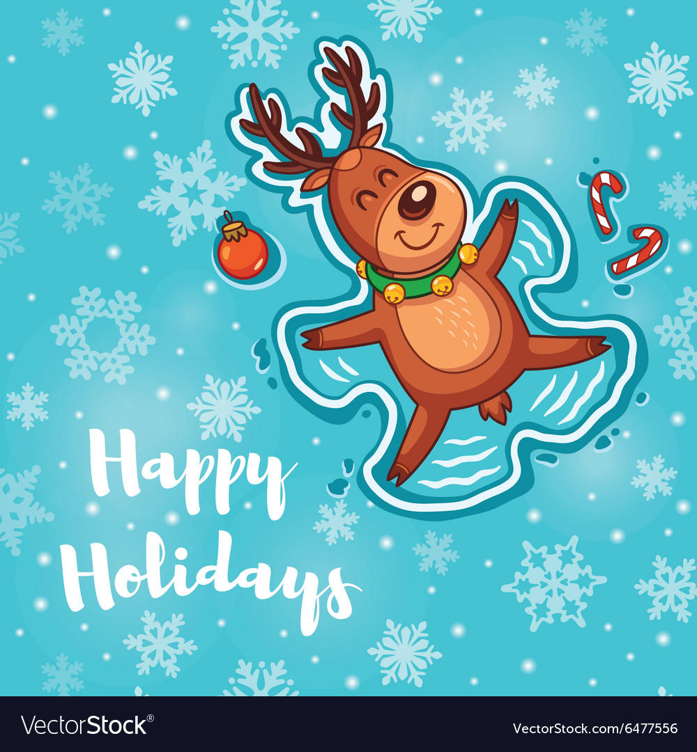 Cute Snow Angel Deer Holiday Card