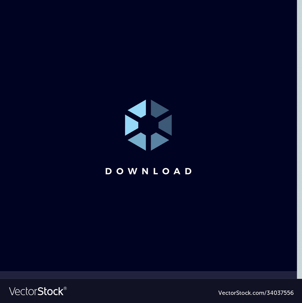 Download icon blue hexagon logo concept process Vector Image