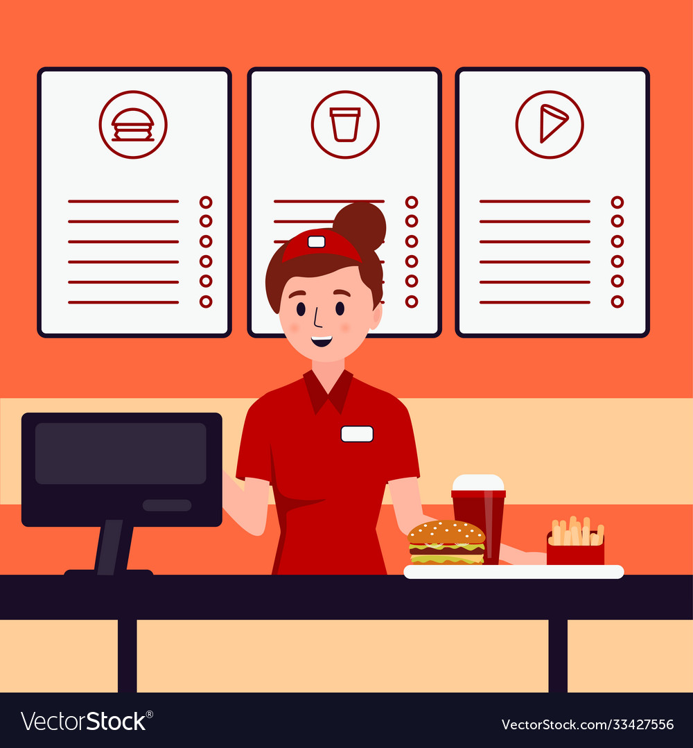 fast food cashier clipart