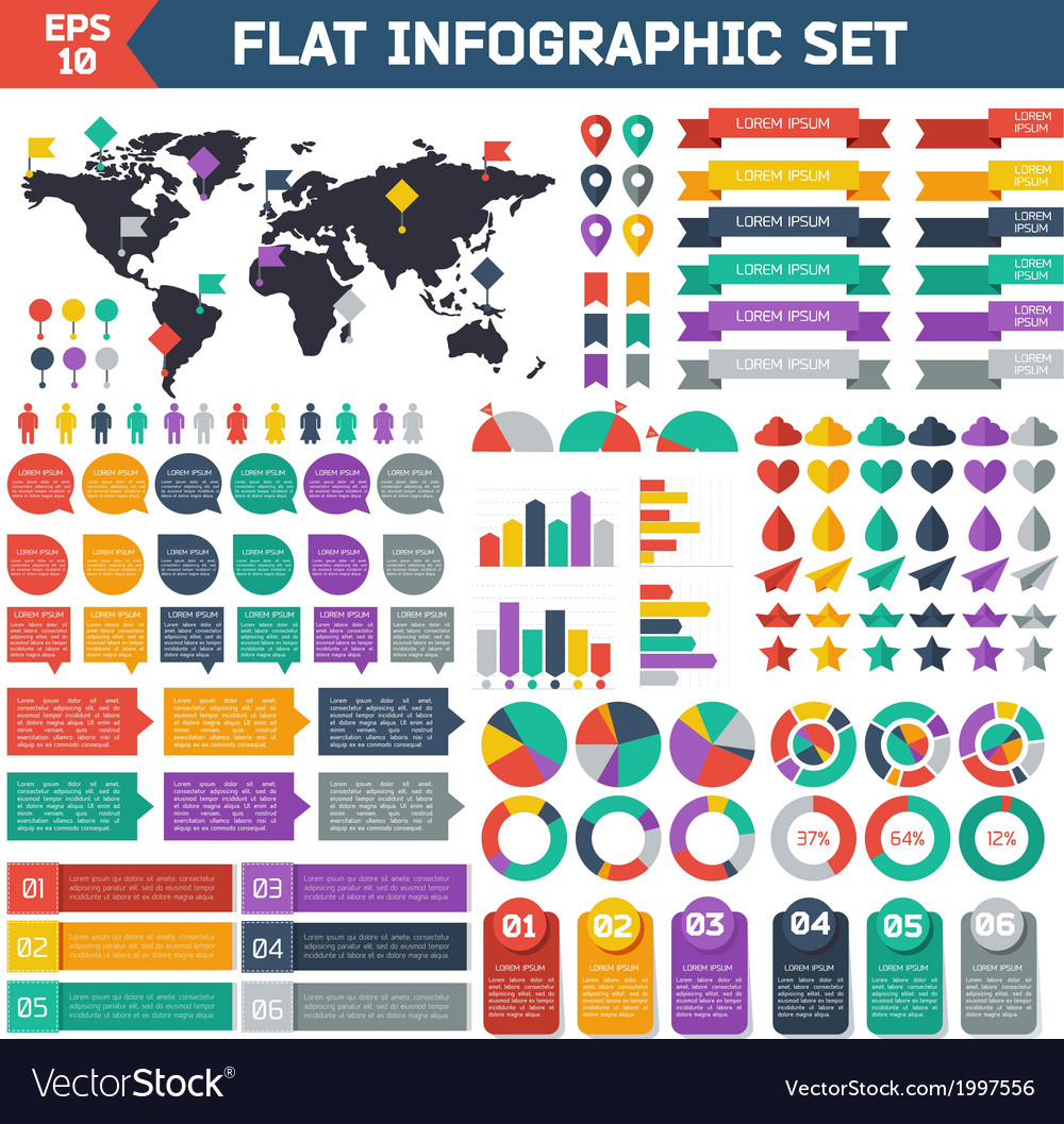 Flat infographic elements set