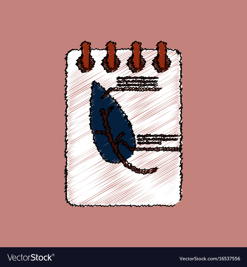Flat shading style icon notebook and leaf