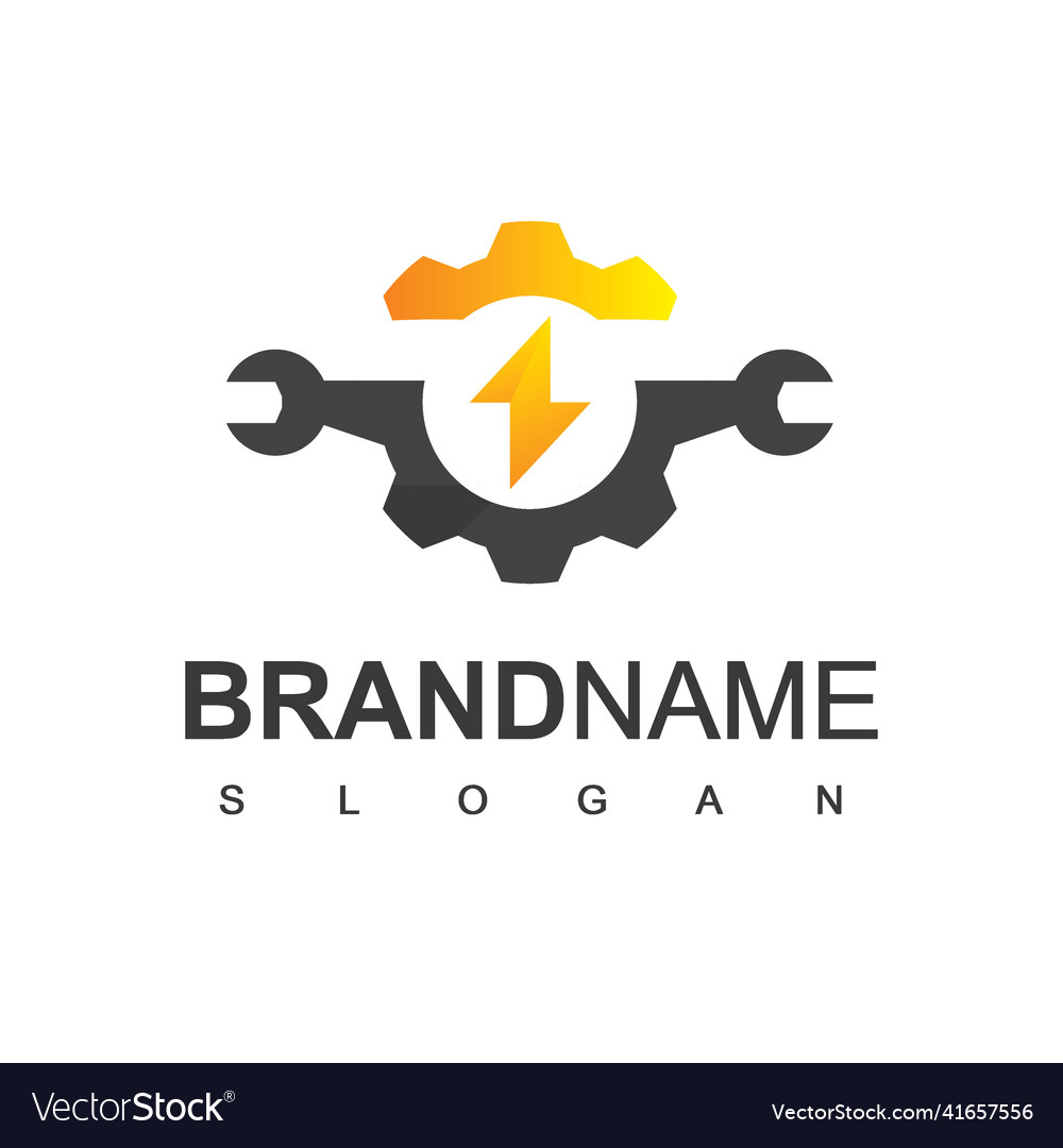 Gear with flash logo template electric icon Vector Image