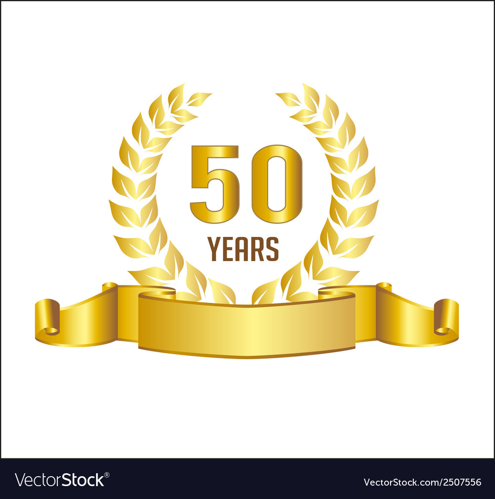 Golden 50 years anniversary with laurel wreath Vector Image