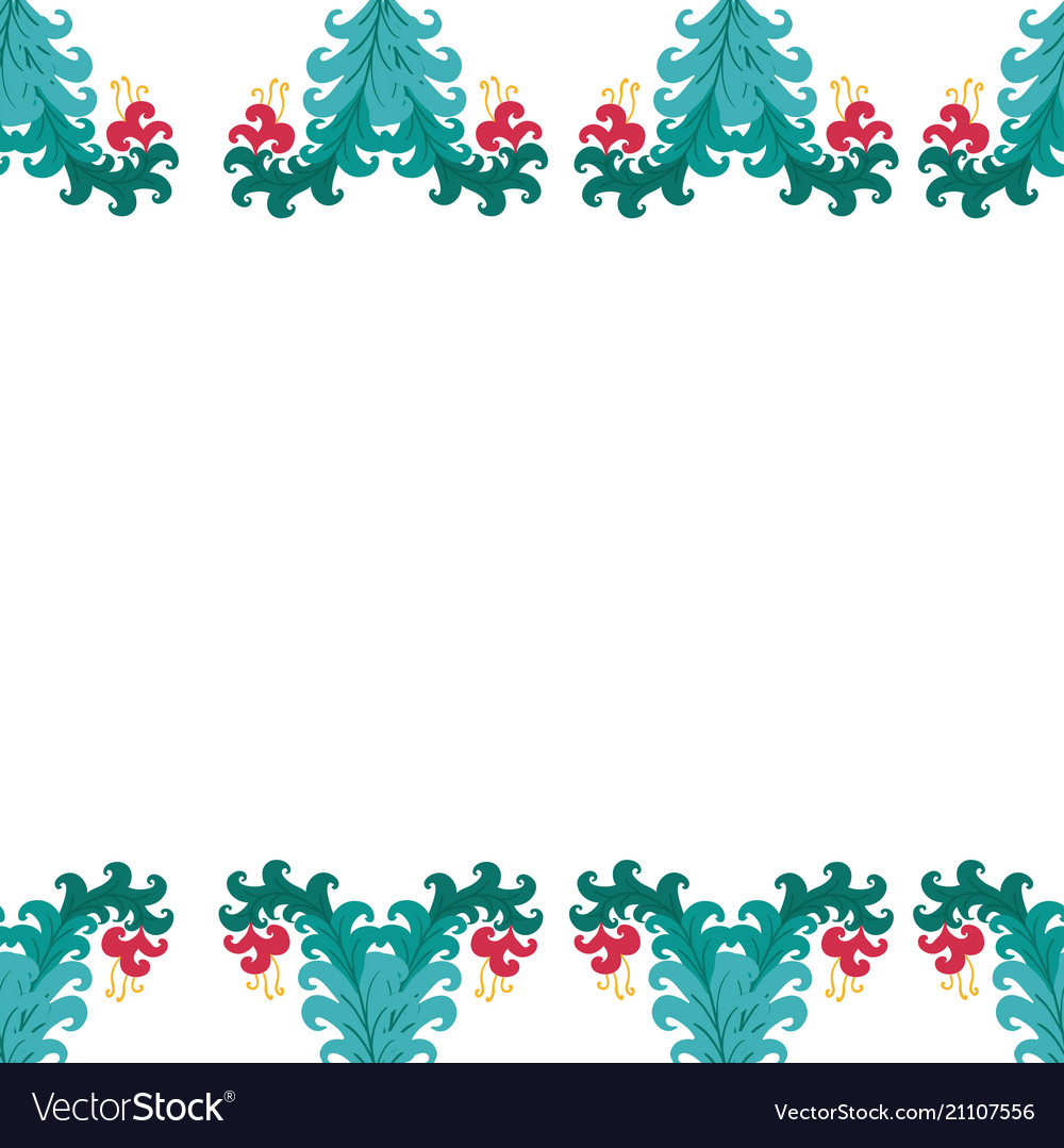 Greeting card with seamless floral border perfect Vector Image