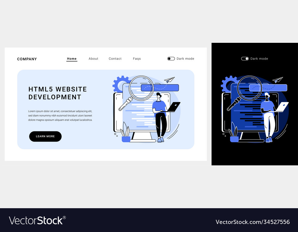Html5 website development concept landing vector image Html5 website development concept landing
