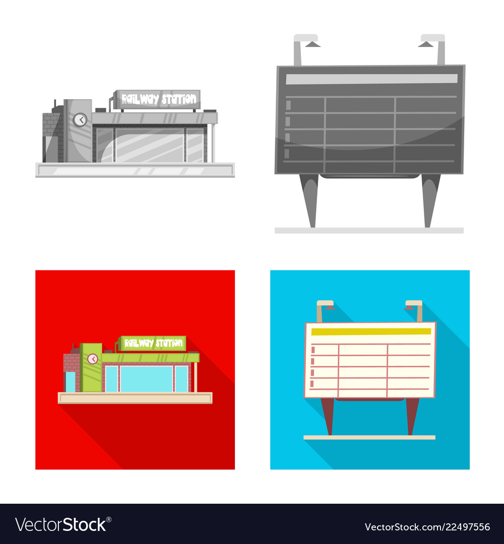 Isolated object of train and station icon set
