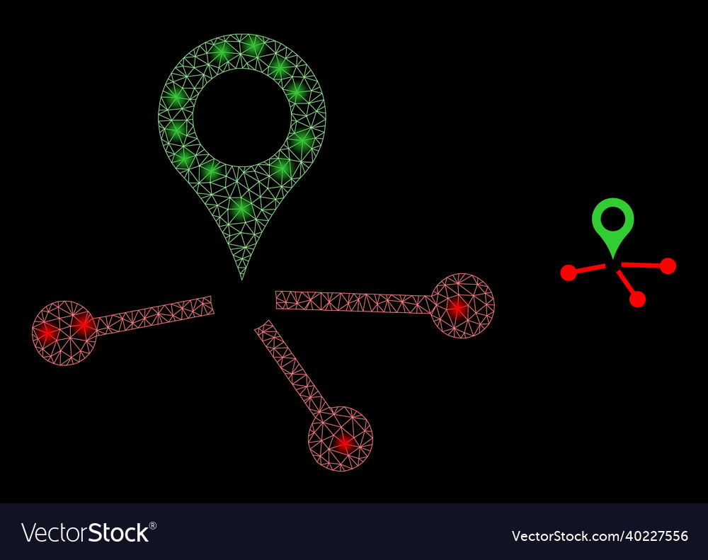 Mesh web map pointer links with bright vector image Mesh web map pointer links with bright