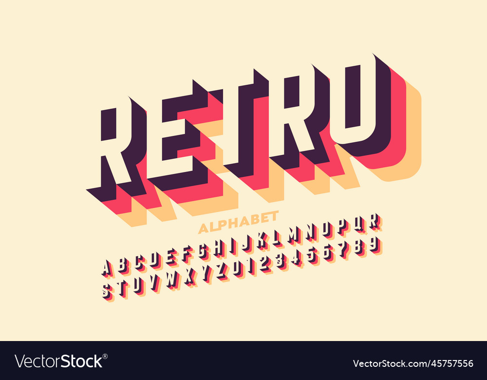 Retro style font design Royalty Free Vector Image