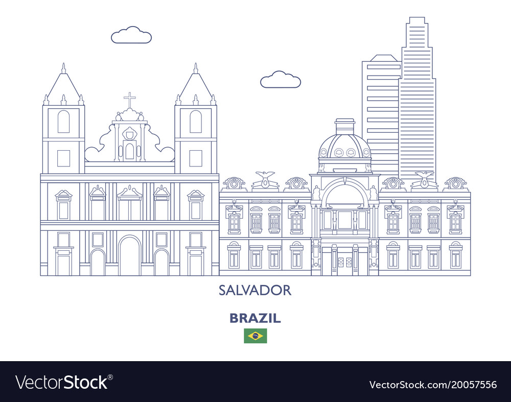 Salvador city skyline Royalty Free Vector Image