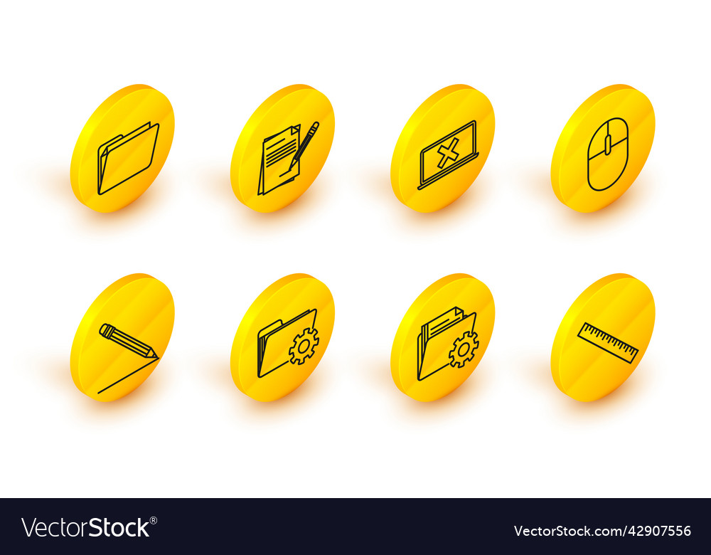 Set line ruler folder settings with gears pencil