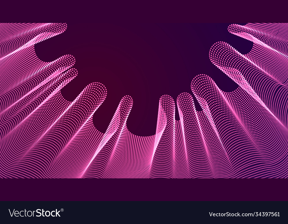 3d magic particles mesh array over dark sound vector image 3d magic particles mesh array over dark sound