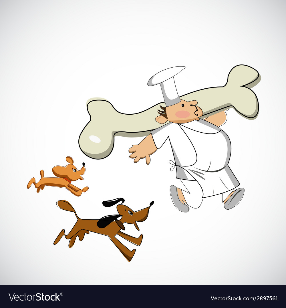 Chef carrying a bone for dogs sketch