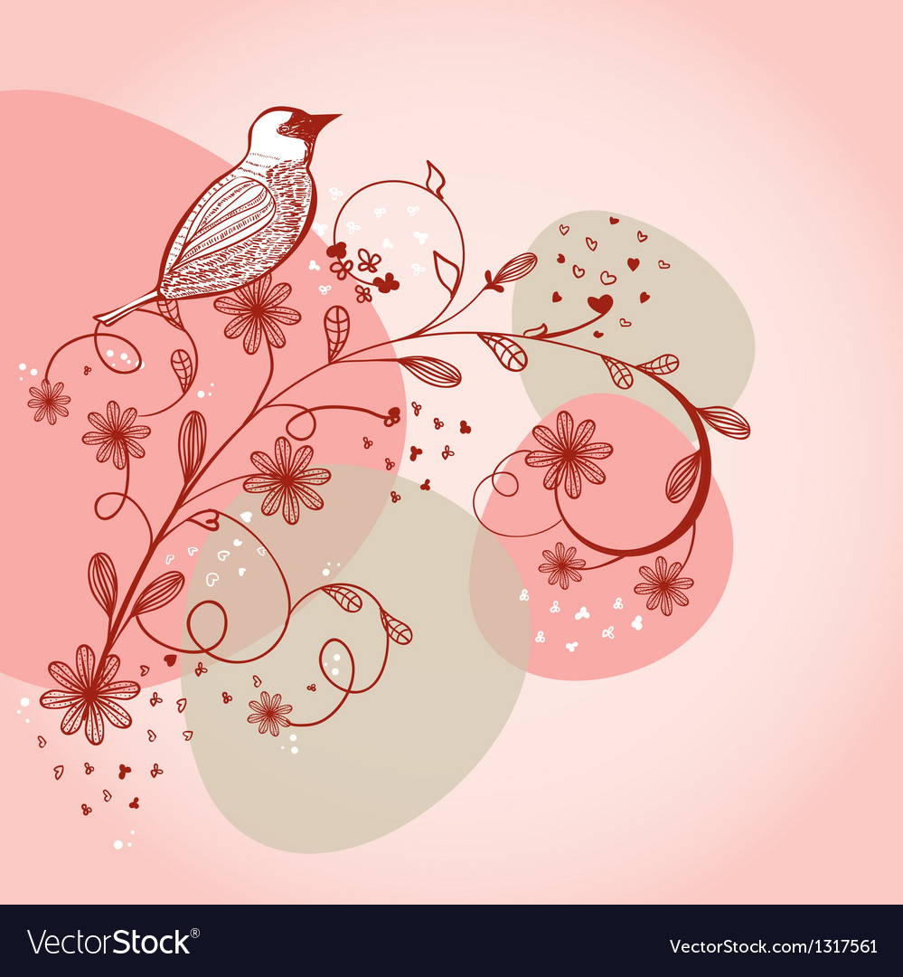 Cute greetings card with birds on a swing