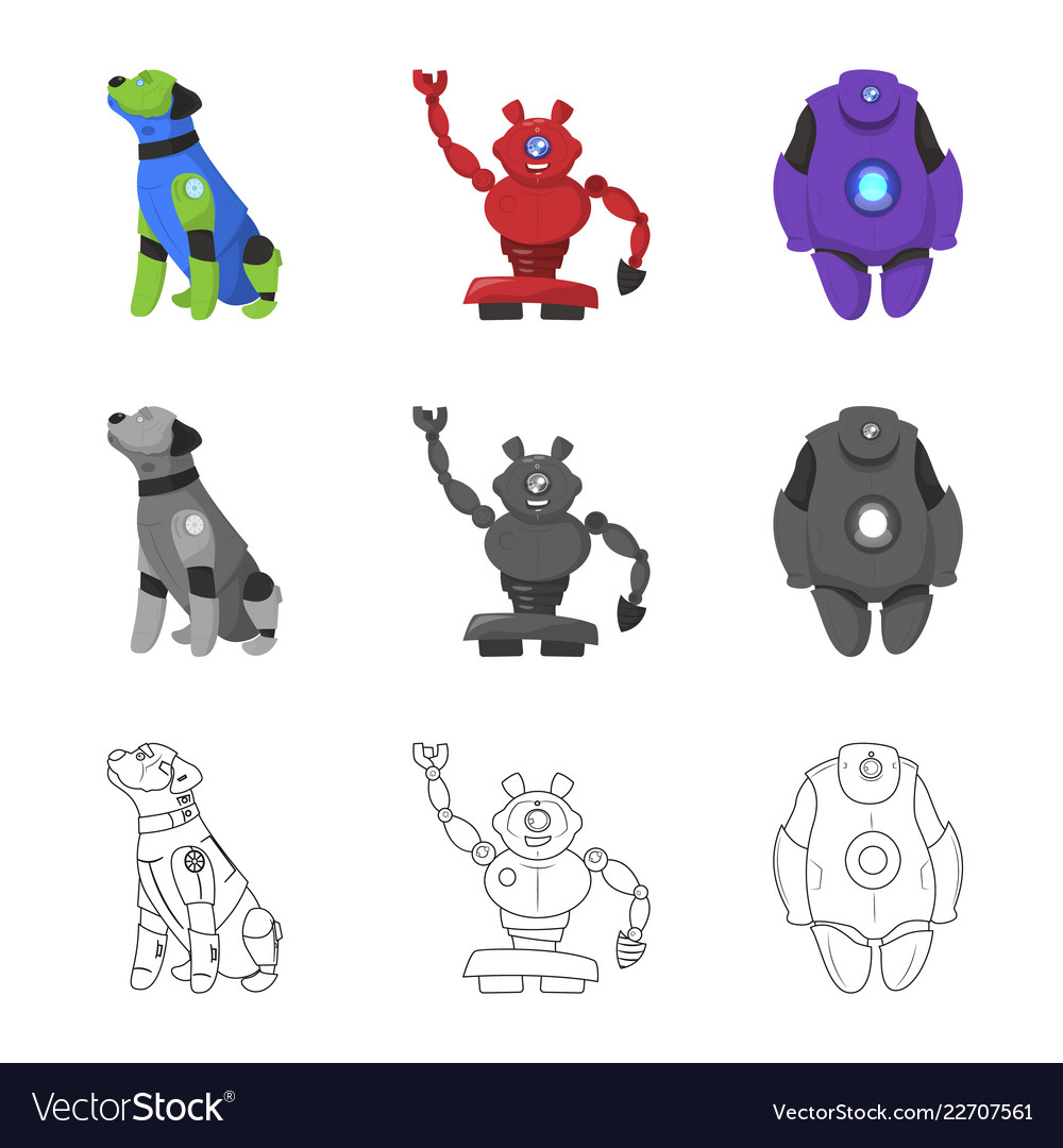 Design of robot and factory symbol set vector image Design of robot and factory symbol set