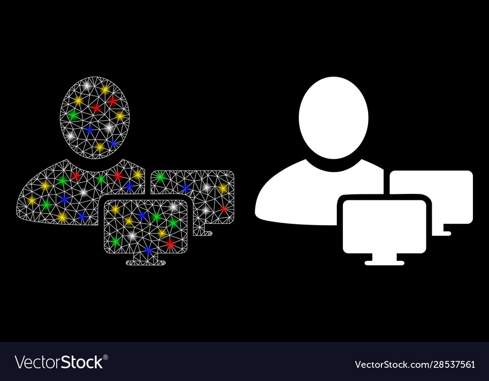 Flare mesh wire frame computer administrator icon Vector Image Flare mesh wire frame computer administrator icon