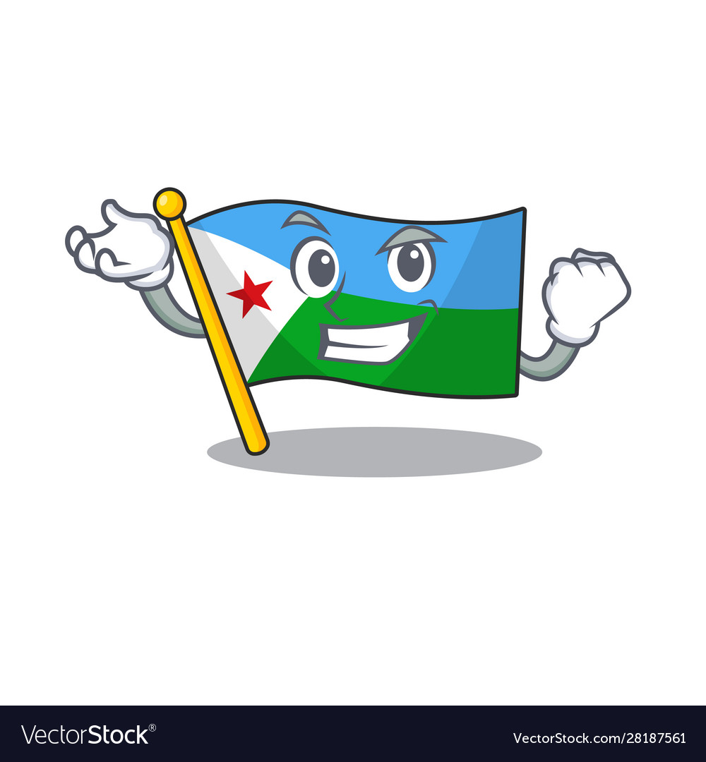 Happy confident successful flag djibouti cartoon