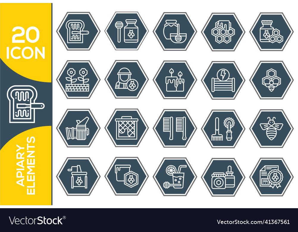 Honey apiary beekeeping - thin line web icon set