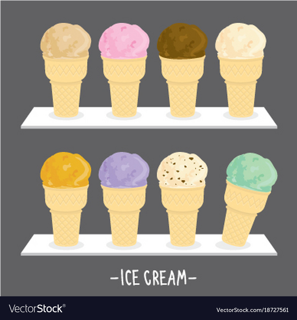 Ice cream cone scoop cartoon Royalty Free Vector Image