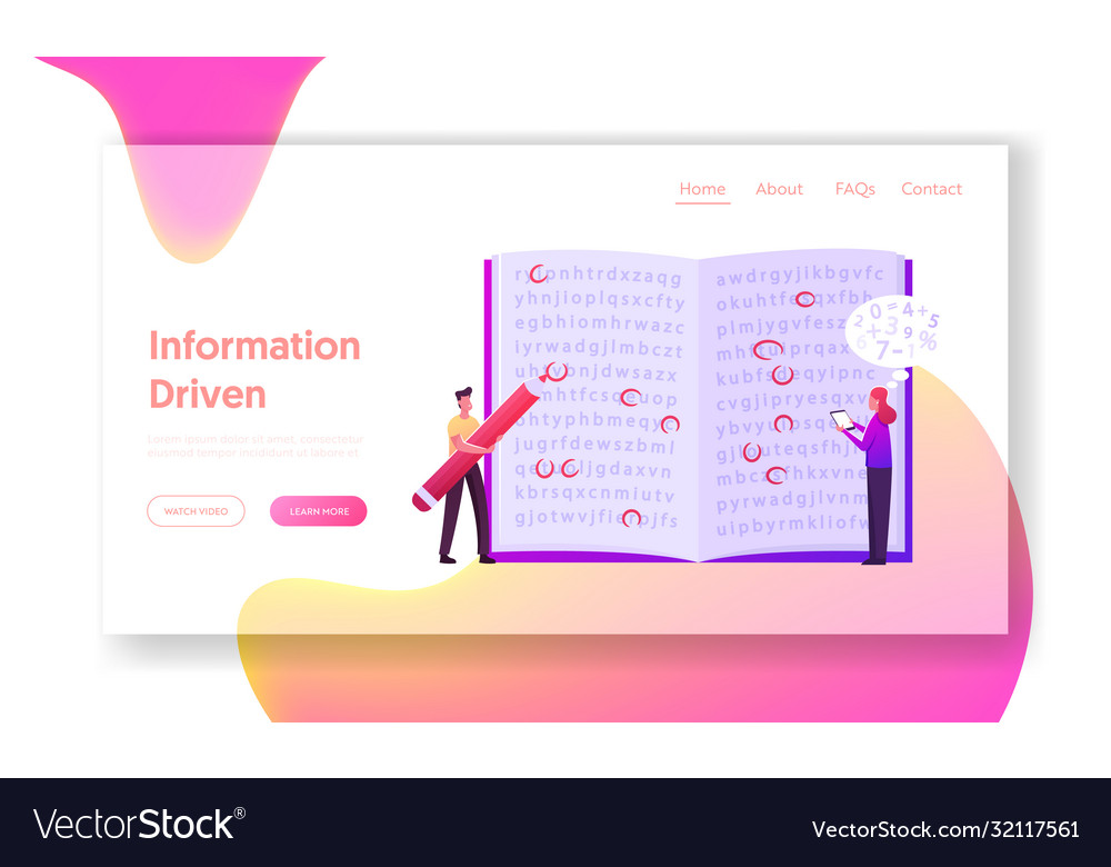Info encryption coding landing page template vector image Info encryption coding landing page template