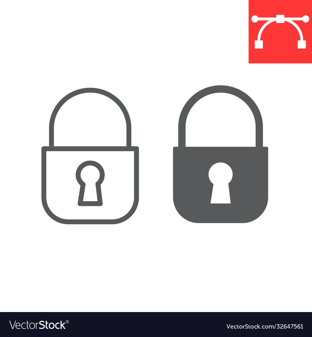 Lock line and glyph icon ui button padlock