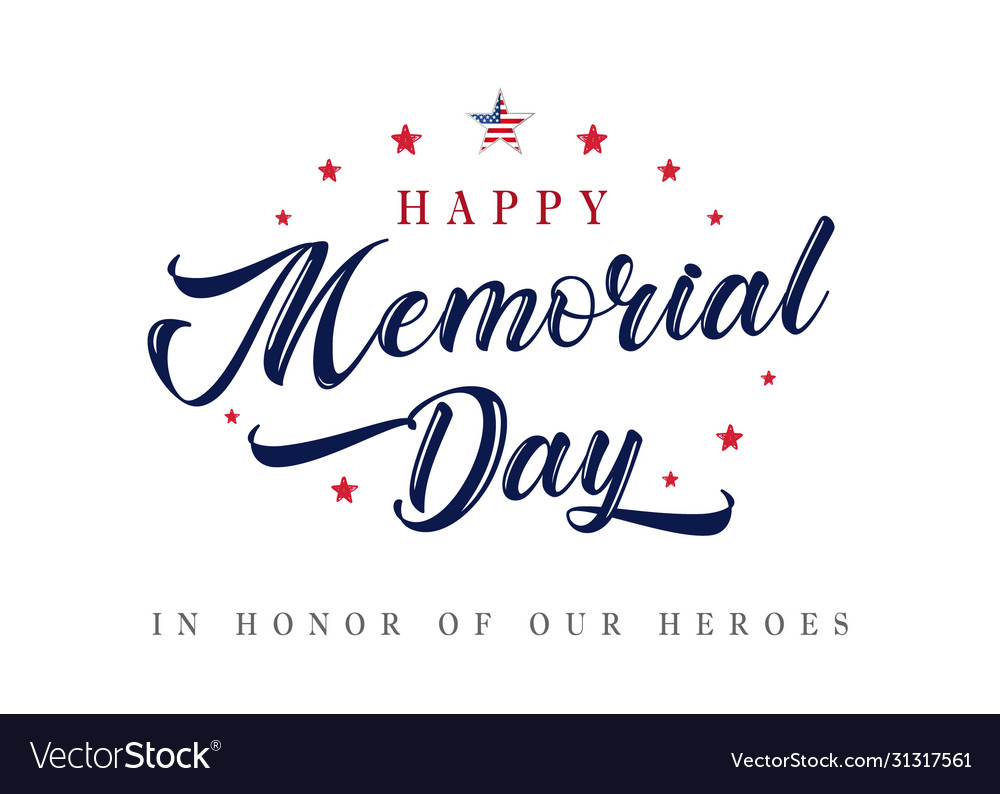 Memorial day usa lettering inscription poster Vector Image