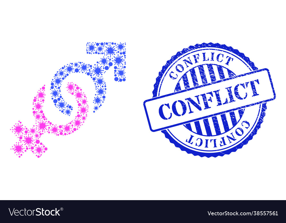 Scratched Conflict Stamp Seal And Virus Gender Vector Image