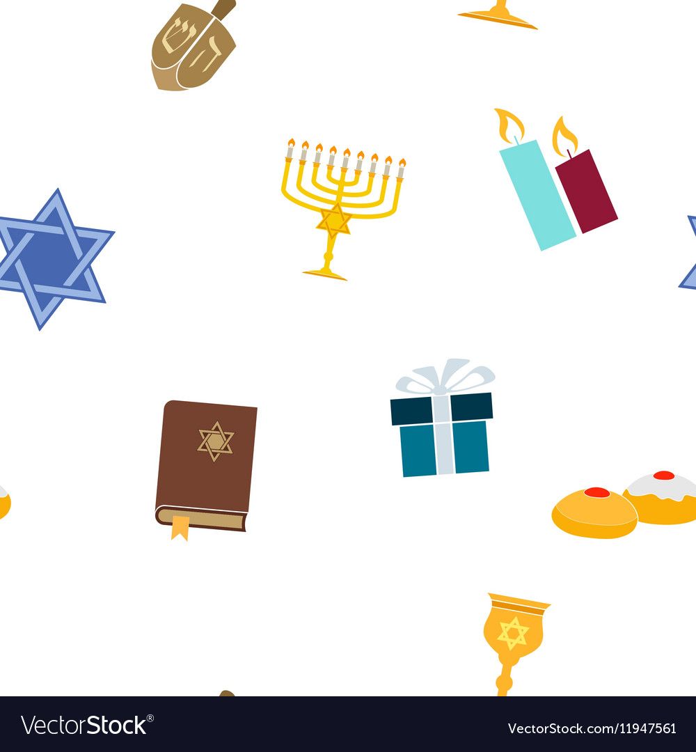 Seamless pattern with hanukkah symbol icons